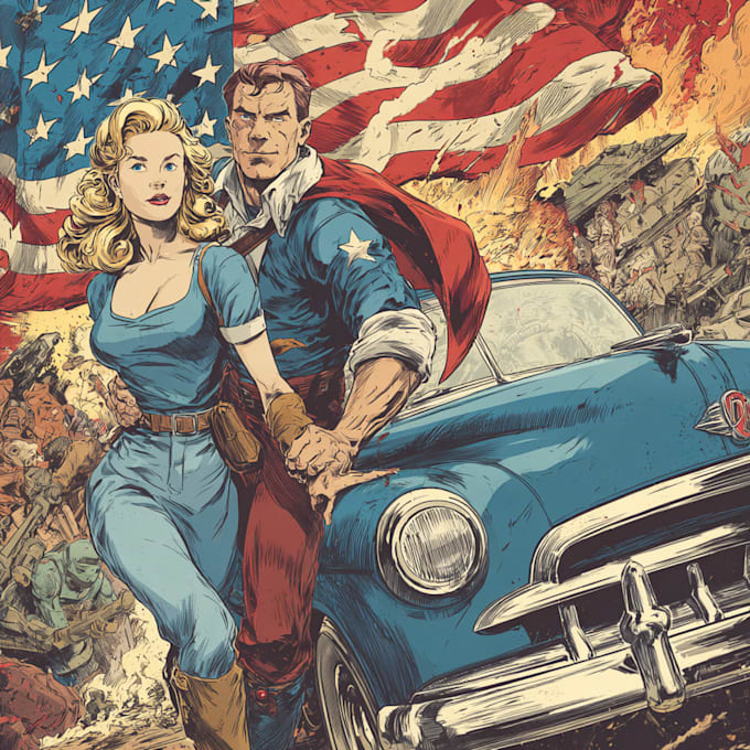 draw detailed comic splash page illustration