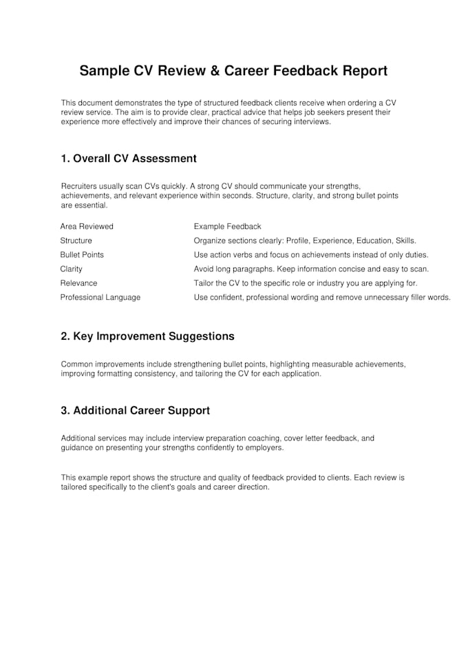 provide career advice, CV feedback, and interview preparation
