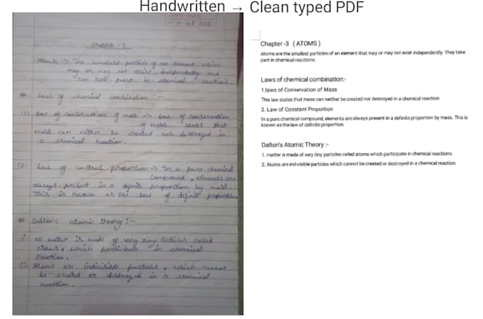 type handwritten notes into clean typed PDF or words