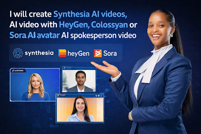 Create synthesia ai videos, ai video with heygen, colossyan or sora ai ...