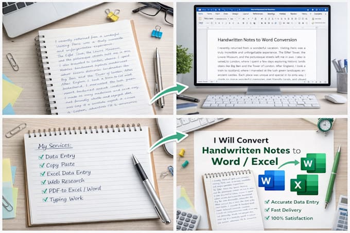 do beautiful handwritten notes, letters and documents