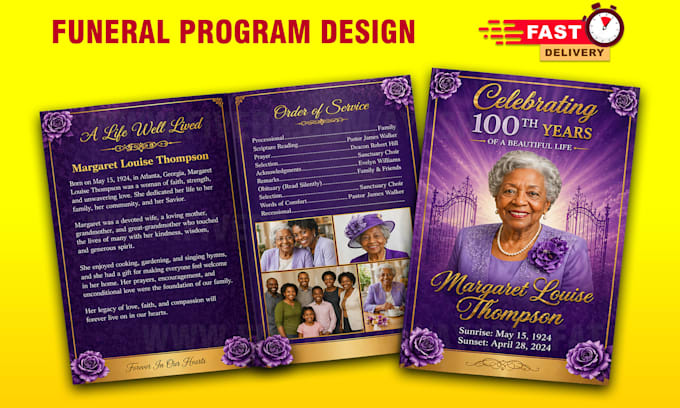 funeral, obituary flyer, memorial card, and funeral program design
