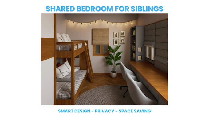 design a beautiful shared bedroom for siblings