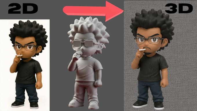 convert 2d image to 3d model for 3d printing or rendering