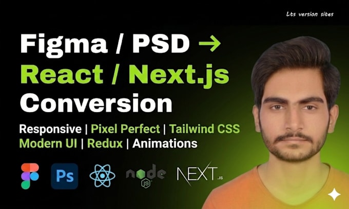 convert your figma or PSD to react or nextjs using tailwind CSS