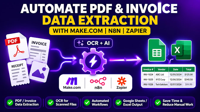 automate PDF and invoice data extraction with make com