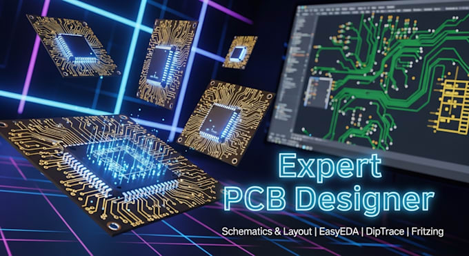 develop pcb schematic and layout in easyeda, diptrace, fritzingnot