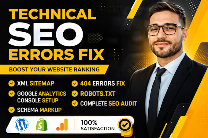 fix technical SEO issues, XML sitemap, 404 errors, google indexing,robots issues