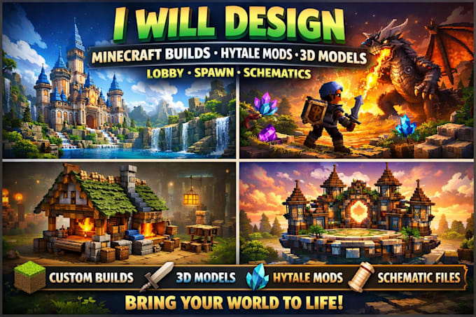 design minecraft build hytale mods 3d model lobby spawn schmatic