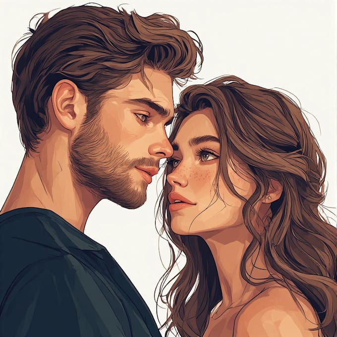 illustrate a romantic couple portrait