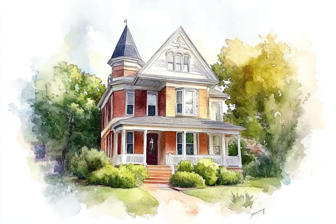 paint watercolor house portrait