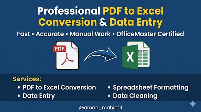Convert pdf to excel and do accurate data entry for you by Aman_mahipal ...