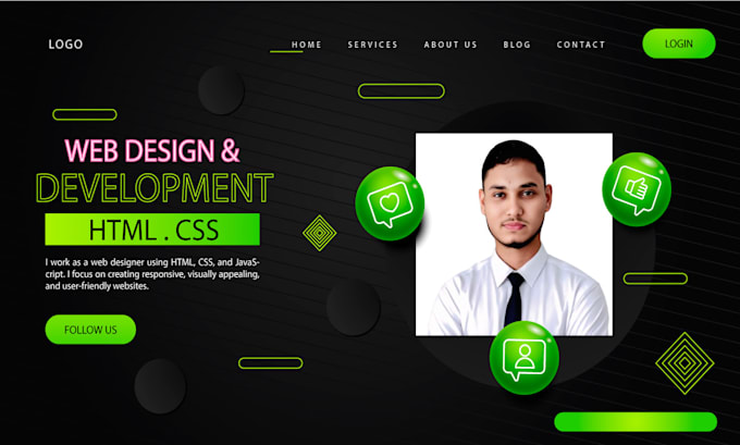 design a responsive website using HTML CSS and javascript