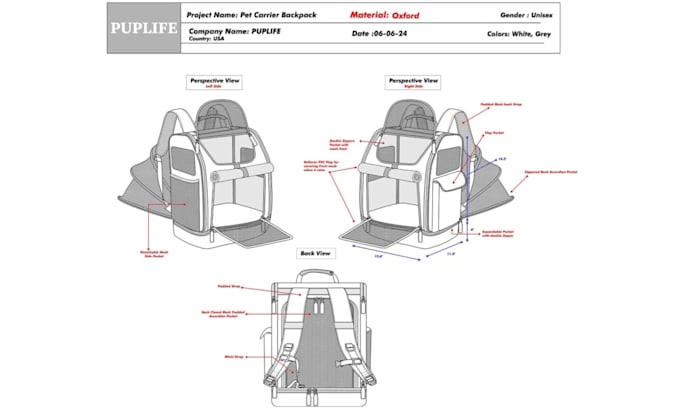 create a detailed backpack design to your specifications