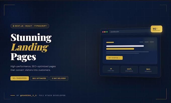 build a stunning nextjs landing page with SEO optimization