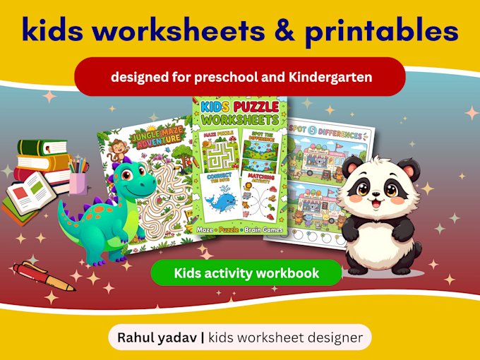 Design printable kids activity book pages, puzzles and worksheets by ...