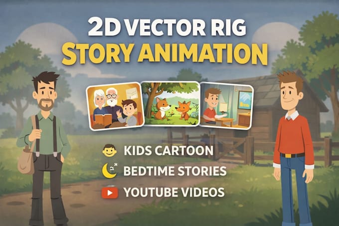 create 2d vector rig aniamtion for kids
