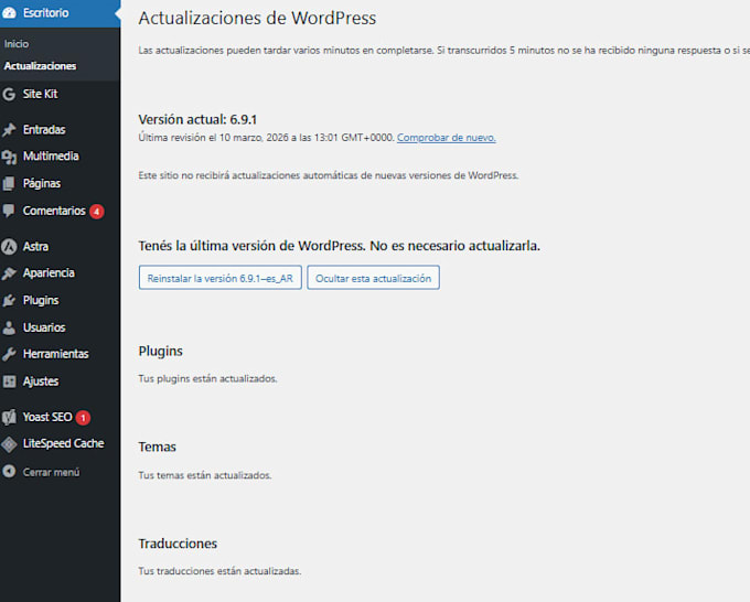haré mantenimiento y actualizaciones de tu sitio wordpress