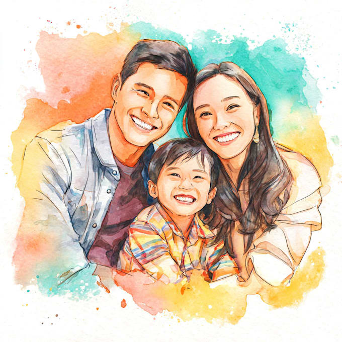 create a watercolor family portrait