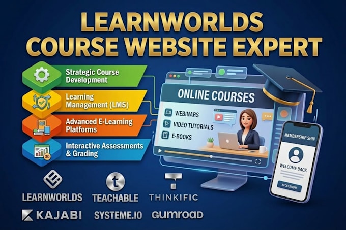do course website design learnworlds website kajabi website gohighlevel website