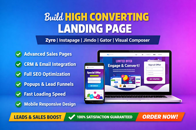 build high converting landingi page with zyro instapage jimdo gator visual