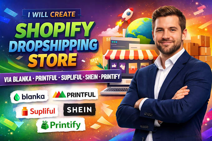 create shopify dropshipping store via blanka printful supliful shien printify