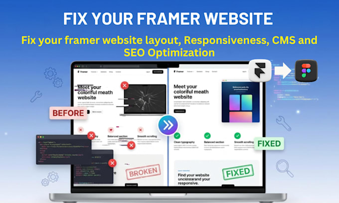 fix framer website bugs redesign framer website edit framer template framer cms