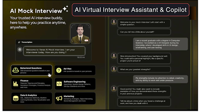 develop live ai virtual interview assistant, ai copilot, ai mock interviewer