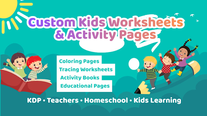 create kids learning worksheets or activity book pages