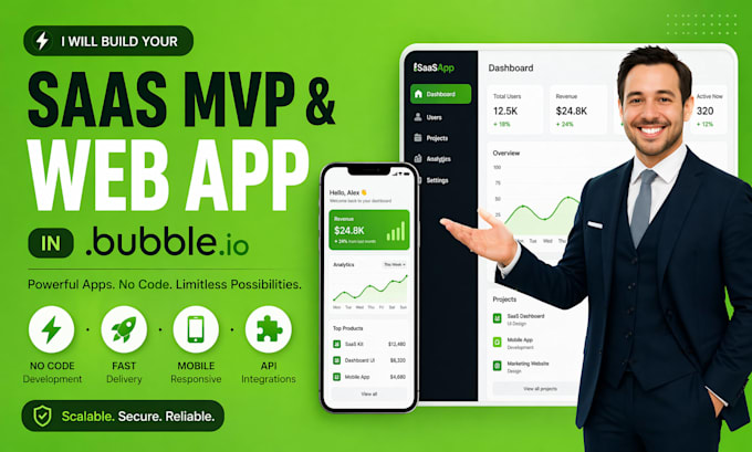 build bubble io app saas mvp bubble website ai web no code app bubble developer