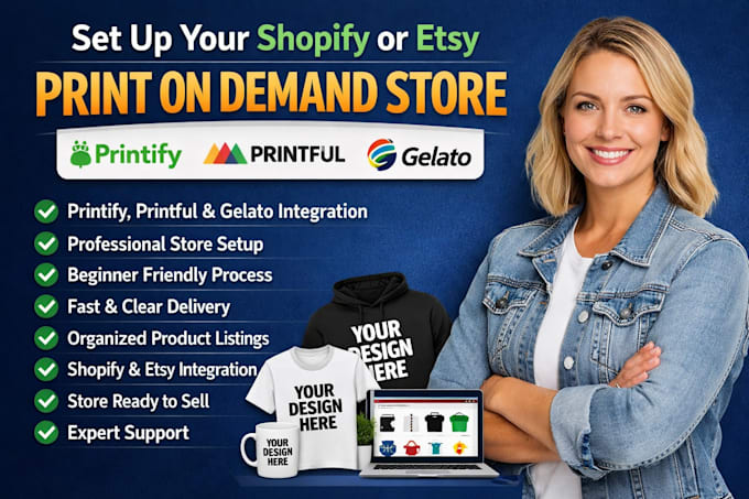 set up a shopify etsy print on demand store using printify printiful gelato