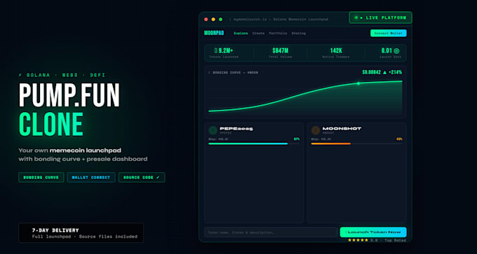 build pumpfun clone memecoin launchpad and solana token creator website presale