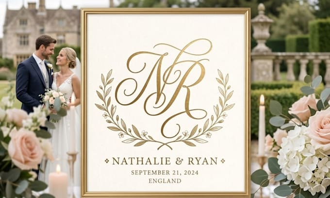 design beautiful custom wedding logo , monogram and initials