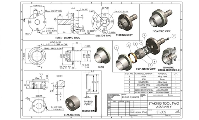 2d engineering drawing mechanical drawing technical drawing in solidwork autocad