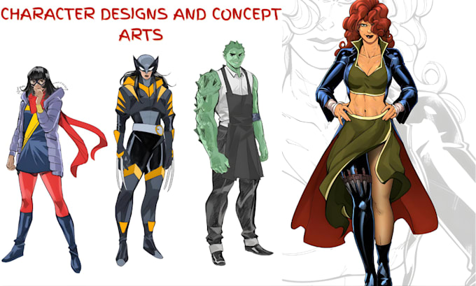 Draw comic book character design concept art in anime manga 2d style by ...