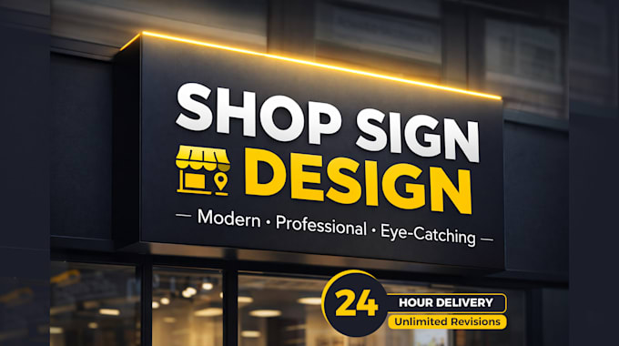 Design professional shop signboard, storefront sign or business signage ...