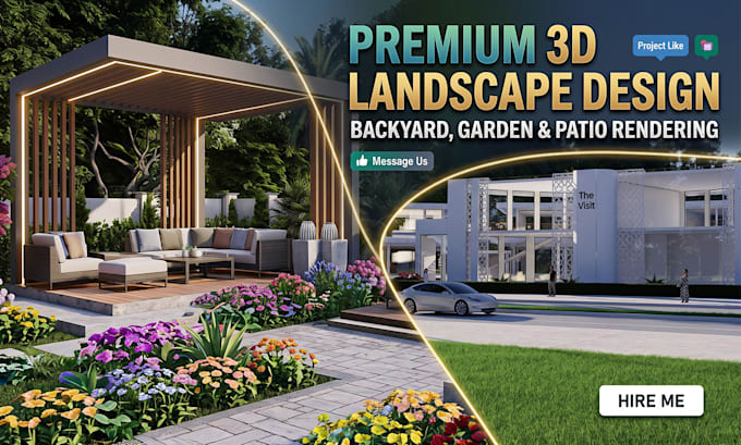 do 3d landscape design backyard garden and patio rendering