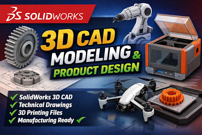 Create professional 3d cad models and product designs using solidworks ...