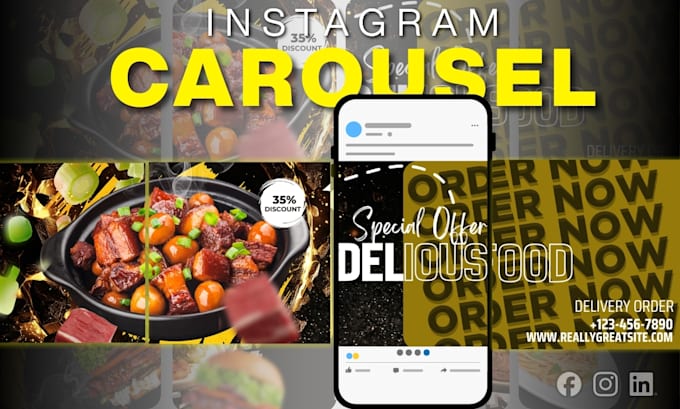 design instagram food menu carousel posts for restaurant