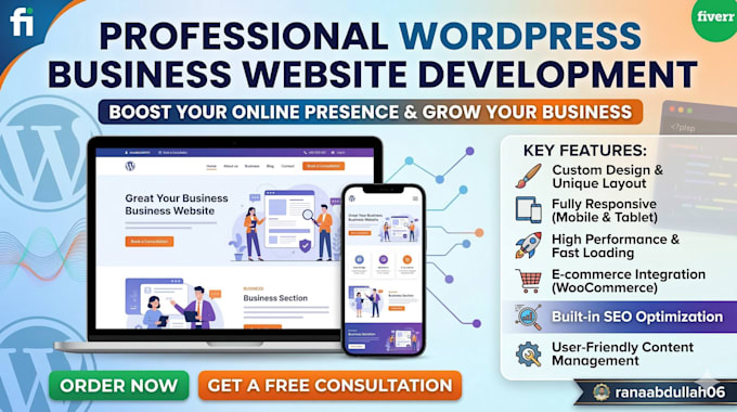 create wordpress site, develop custom wordpress, business website development