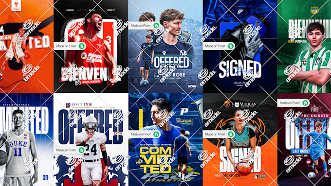 design sports commitment poster, offered, signing day graphics for athletes
