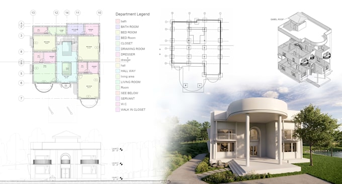 do architectural 3d modeling, 2d floor plan, revit, sketchup and rendering