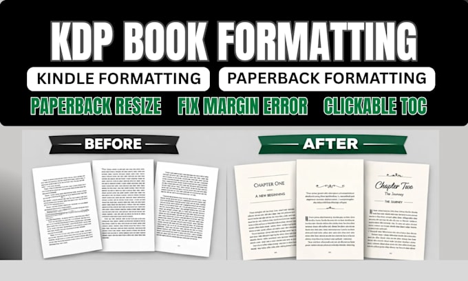 do kindle formatting for amazon KDP, paperback resize and fix margin error