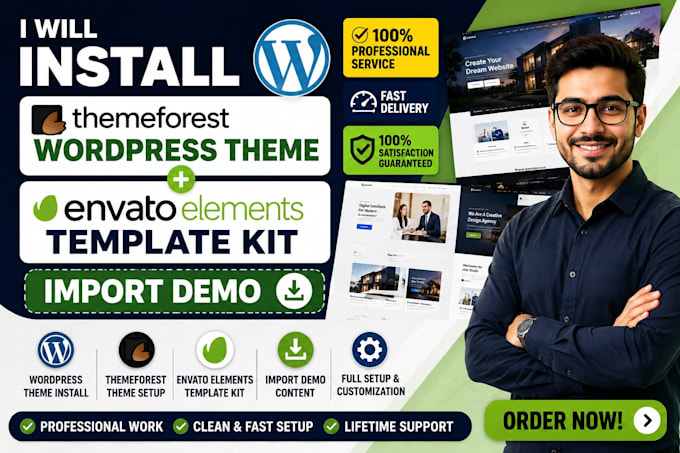 install themeforest wordpress theme, envato elements template kit, import demo