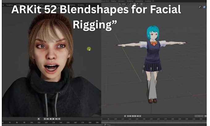 create 52 arkit blendshapes for facial rigging mocap vrchat models and animation
