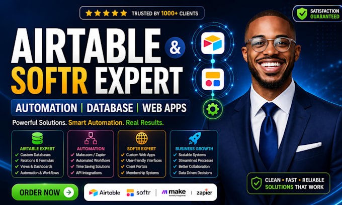 do airtable database, airtable automation, airtable crm workflow, softr portal