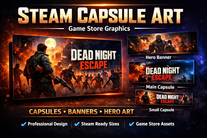 Steam Store Header Design eye catching steam capsule art and steam store graphics for your ...
