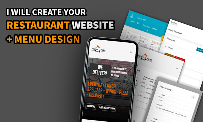 create a restaurant website and menu design