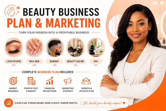 create beauty salon lash studio nail bar barber business or spa plan marketing