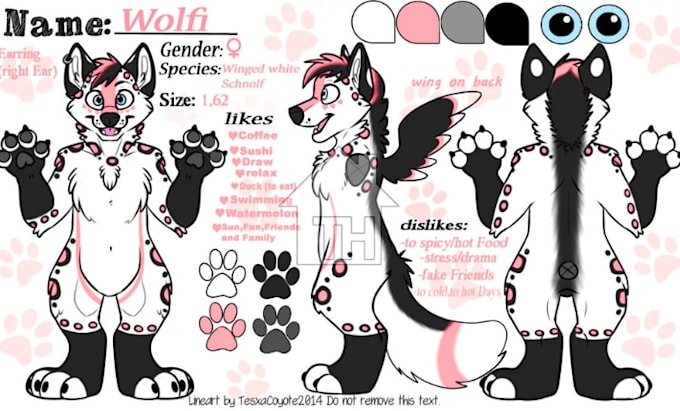 design an anthro character or furry character reference sheet